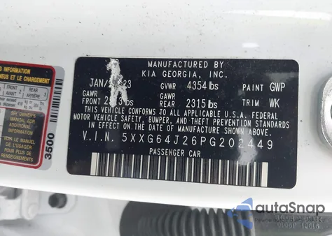 2023 Kia K5 Gt-Line z USA, uszkodzony, nr VIN 5XXG64J26PG202449